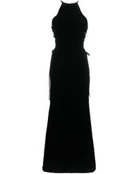 Alessandra Rich - Lace-up Halterneck Velvet Gown - Lyst