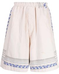 By Walid - Floral-Embroidered Linen Drop-Crotch Shorts - Lyst
