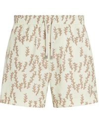 ZEGNA - Leaf-Print Swim Shorts - Lyst