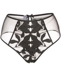 Fleur du Mal - Lily Embroidered High-Waisted Thong - Lyst