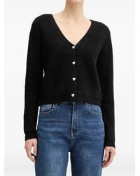 Morgan - Heart-Button Ribbed Cardigan - Lyst