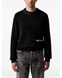 KARL LAGERFELD - Logo-Print Whipstitch-Trim Sweater - Lyst