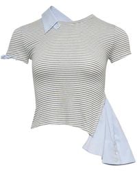 GRACE ELWOOD - Striped Asymmetric-Hem T-Shirt - Lyst