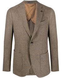 Lardini Houndstooth Fitted Blazer - Brown