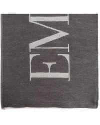Emporio Armani - Bufanda de lana con logo - Lyst