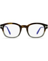 Tom Ford - Blue Block Brille mit eckigem Gestell - Lyst