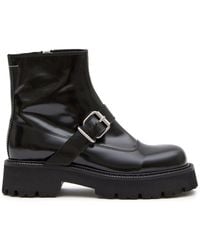 MM6 by Maison Martin Margiela - Buckle-detail Leather Ankle Boots - Lyst