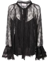 ERMANNO FIRENZE - Ausgestellte Bluse Mit Spitzen-Overlay - Lyst