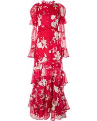 Erdem Avondjurk Met Bloemdessin - Rood