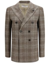 Lardini - Prince Of Wales-Pattern Double-Breasted Blazer - Lyst