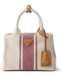 Prada - Jardinière Small Cotton Canvas Bag - Lyst