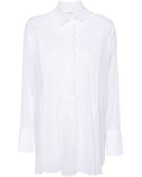 Ermanno Scervino - Floral-embroidered Pleated Blouse - Lyst