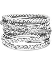 David Yurman - Crossover Ring Aus Sterlingsilber Mit Diamant 12Mm - Lyst