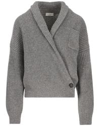 Brunello Cucinelli - Sequin-Embellished Wrap Sweater - Lyst