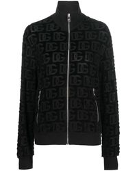 Dolce & Gabbana - Felpa in jersey jacquard DG allover con zip - Lyst