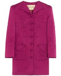 Valentino Garavani - Embroidered Satin Cady Caban Coat - Lyst