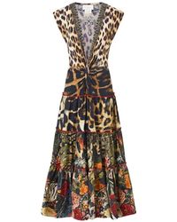 CAMILLA - Leopard-Print Twist-Front Midi Dress - Lyst