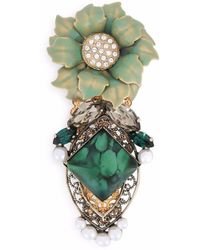Dolce & Gabbana Broche Met Kristallen Bloem - Metallic