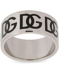 Dolce & Gabbana - Dolce&gabbana Silver Logo Ring - Lyst