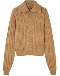 Versace - Zip Cable-Knit Cardigan - Lyst