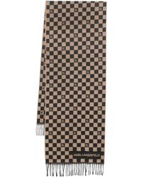KARL LAGERFELD - Check-Pattern Fringed Scarf - Lyst