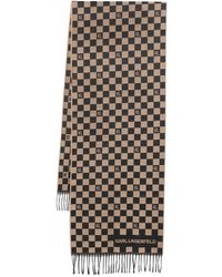 Karl Lagerfeld - Check-Pattern Fringed Scarf - Lyst