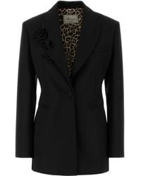 Blumarine - Rose-embellished Wool Blazer - Lyst