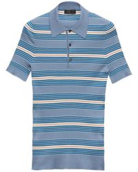 Prada - Striped Cotton Polo Shirt - Lyst