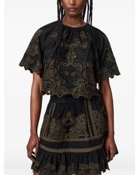 AllSaints - Embroidered Scalloped-Edge Blouse - Lyst