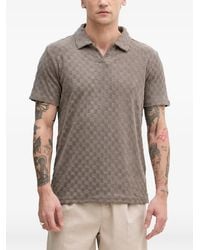 Lindbergh - Check-Pattern Towelling Polo-Collar T-Shirt - Lyst