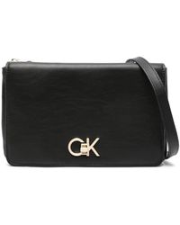 Calvin Klein - Logo-Plaque Faux-Leather Crossbody Bag - Lyst