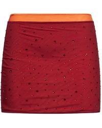 Oséree - Crystal-Embellished Semi-Sheer Mini Skirt - Lyst