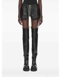 Rick Owens - Drawstring Layered Leather Shorts - Lyst