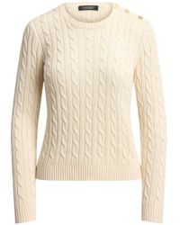 Ralph Lauren - Cable-Knit Button-Detail Sweater - Lyst