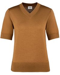 Tod's - Embroidered-Logo V-Neck T-Shirt - Lyst