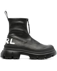 Karl Lagerfeld - 60Mm Logo-Print Leather Ankle Boots - Lyst