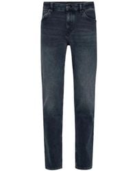 BOSS - Faded-Effect Straight-Leg Jeans - Lyst