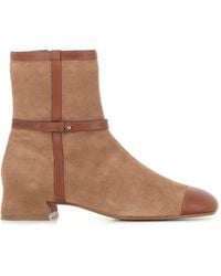 Roberto Del Carlo - Suede Leather-Trim Ankle Boots - Lyst