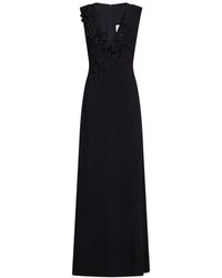 Costarellos - Floral-Appliqué Bead-Embroidered Gown - Lyst