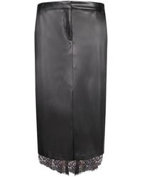 ERMANNO FIRENZE - Midirock Aus Faux-Leder Mit Spitzenbesatz - Lyst