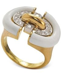 David Webb - Unity Diamond And Enamel Ring - Lyst