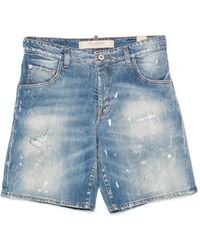 Yes London - Distressed Paint-Splatter Shorts - Lyst