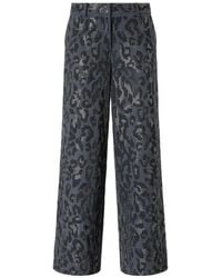 Pinko - Wide Leg Trousers With Animal Print And Micro-Strass - Lyst