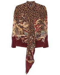 Etro - Leopard-Print Pussy-Bow Blouse - Lyst