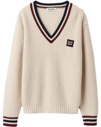 Miu Miu - Maglione Con Dettaglio A Righe - Lyst
