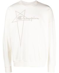 Rick Owens X Champion - Embroidered-logo Cotton Sweatshirt - Lyst
