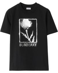 Burberry - T-Shirt Met Print En Ronde Hals - Lyst