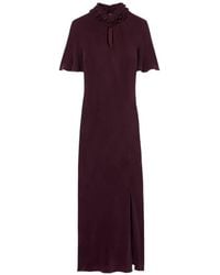 Claudie Pierlot - Ruffled-Collar Keyhole Midi Dress - Lyst