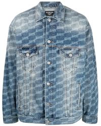 Balenciaga - Logo-Print Washed Denim Jacket - Lyst