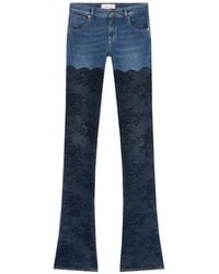 Blumarine - Trompe-L'Œil Lace-Print Jeans - Lyst